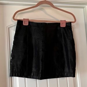 Free People Black Leather skirt